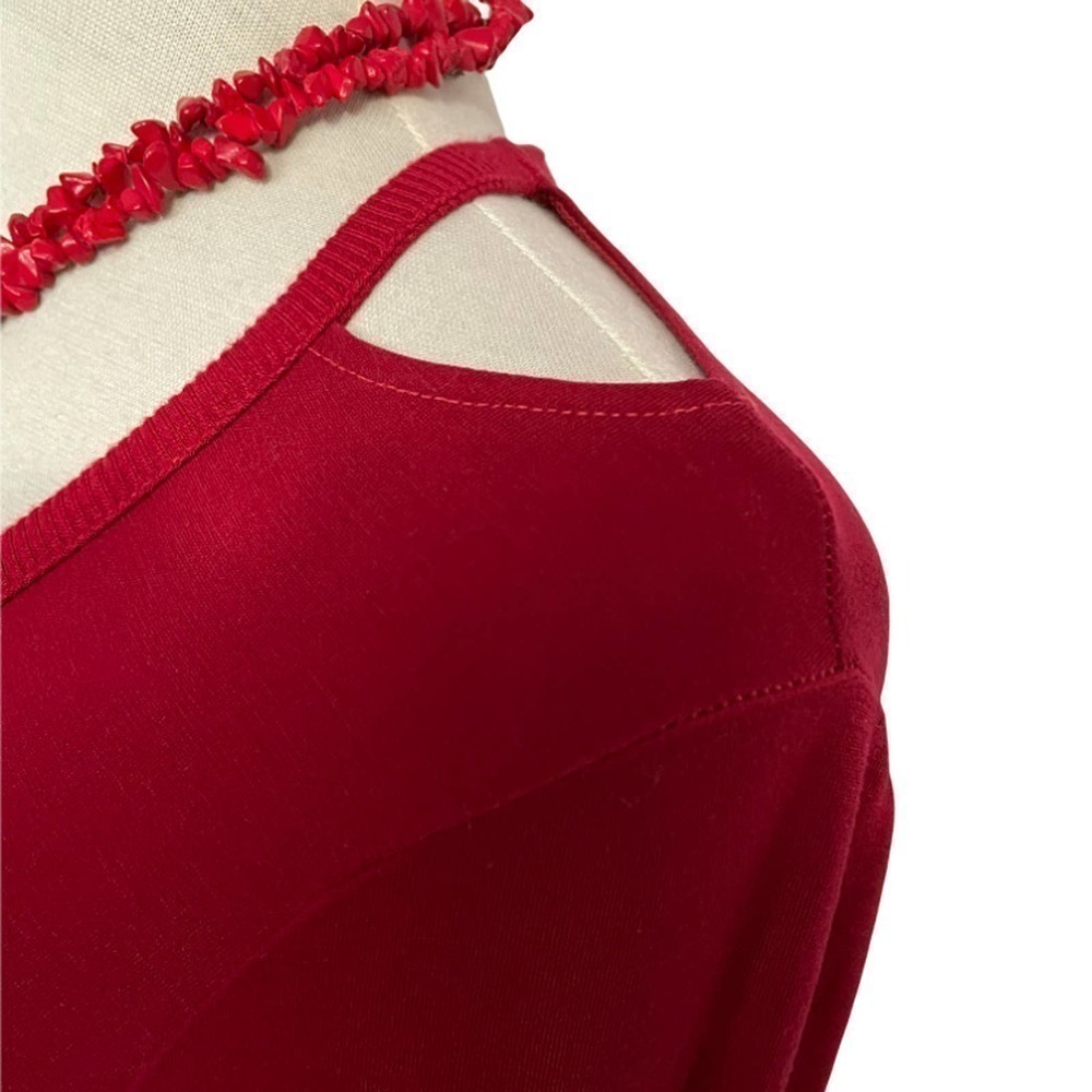 Michael Stars Long Sleeve Cold Shoulder Red Shift Dress Women's Size S - Picture 6 of 12